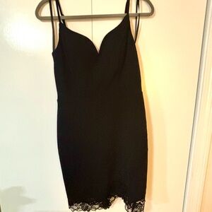 City Triangles Black Lace-Trim Bodycon Cocktail Dress - Jr 11